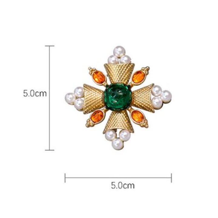 Women's Empress Baroque Cross Pearl Brooch