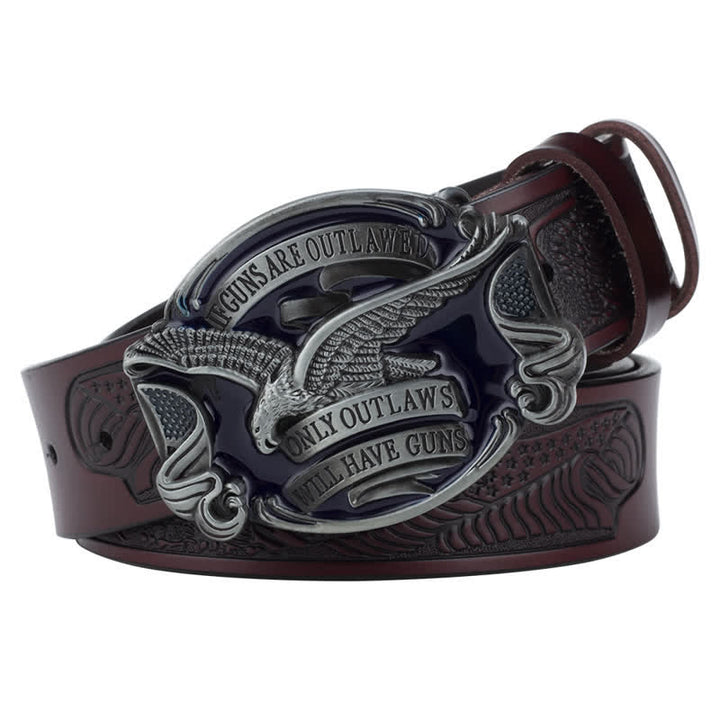 Men's Soaring Eagle American Flag Leather Belt