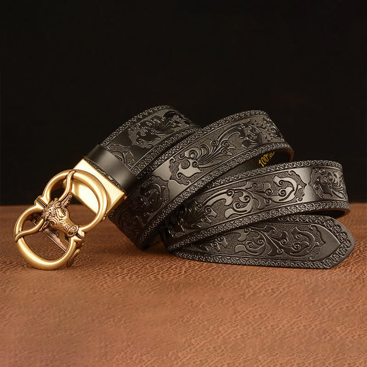 Men's Bull Head Buckle Leather Belt