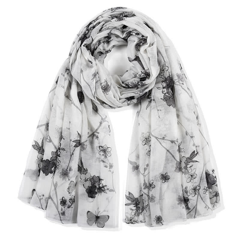 Women's Elegant Vibrant Floral Long Wrap Scarf