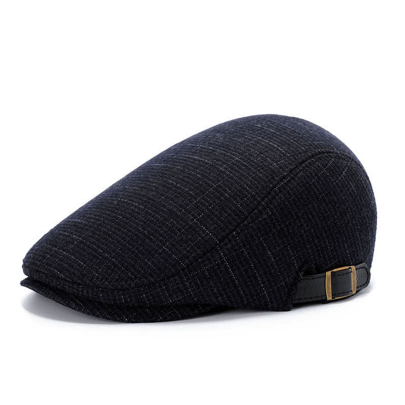Artist Polar Fleece Plaid Flat Cap Beret - Dark Square - Adjustable (about 22"-23 1/4") - image 10