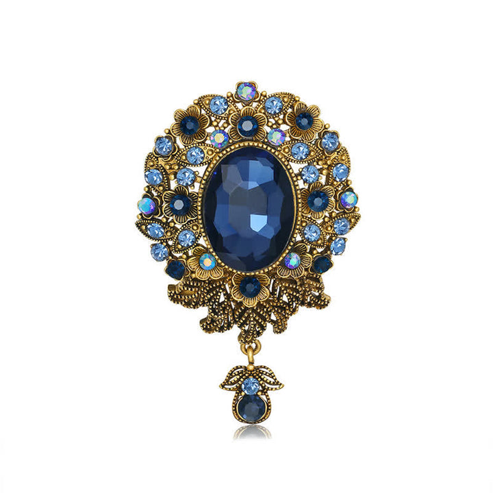 Women's Boheimia Round Crystal Waterdrop Brooch