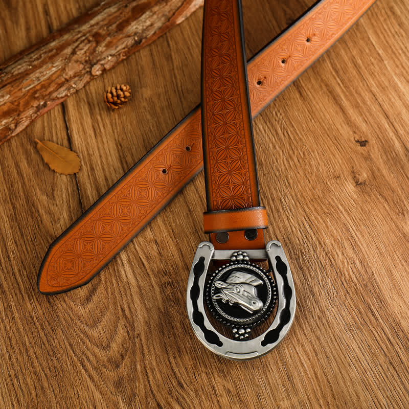 Men's Retro Horseshoe Shape Western Leather Belt