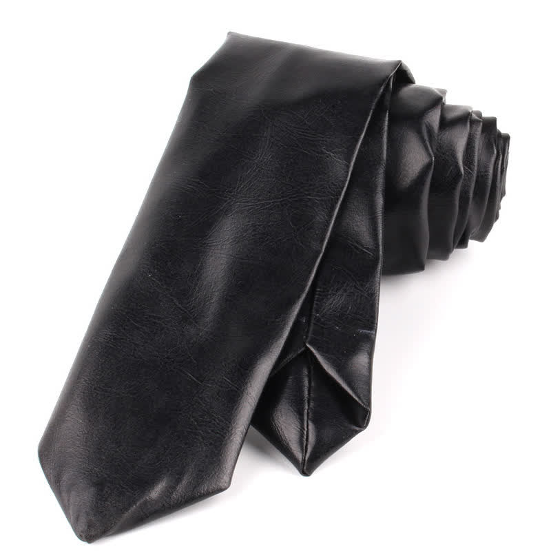 Men's Casual Narrow PU Leather Necktie