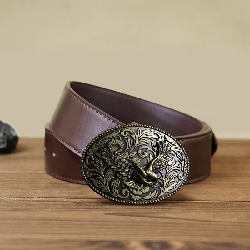 Men's DIY Animal Flying Eagle Buckle Leather Belt