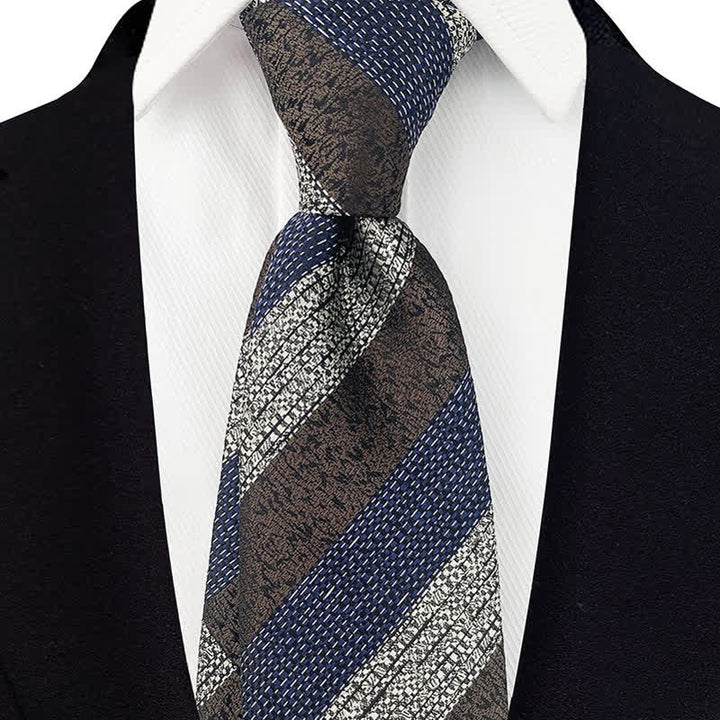 Men's Wide Block Multi Striped Necktie