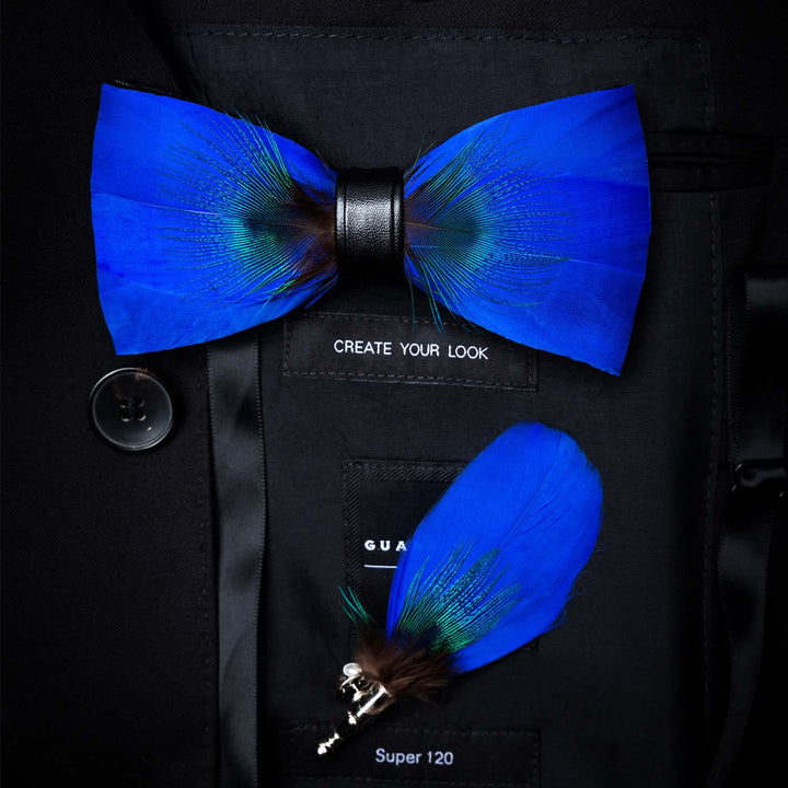 Blue Peacock Feather Bow Tie Collection Bundle