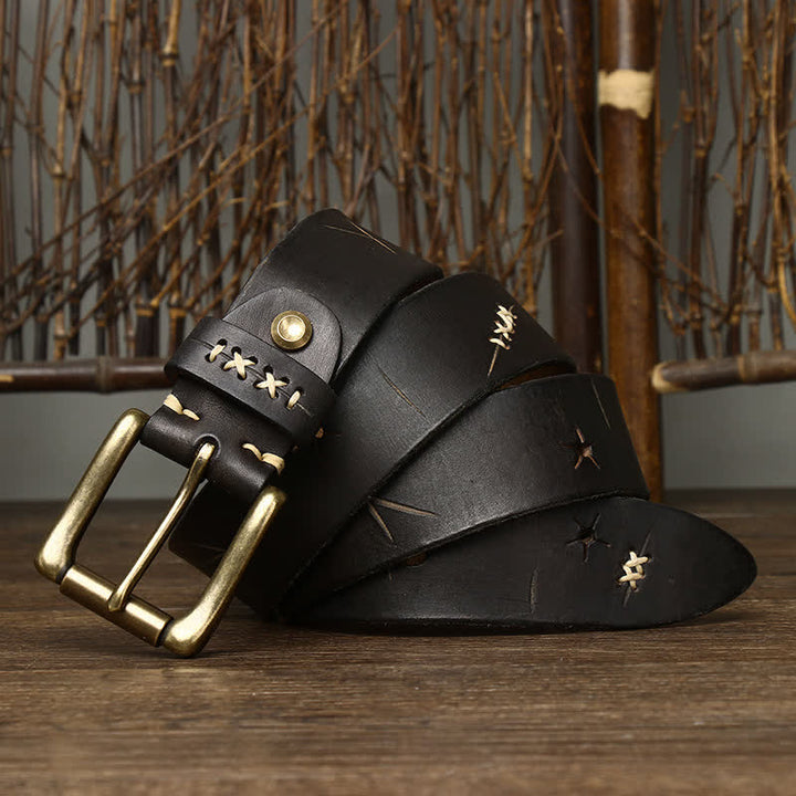 Men's Vintage Fancy Carving Leather Belt - image 12
