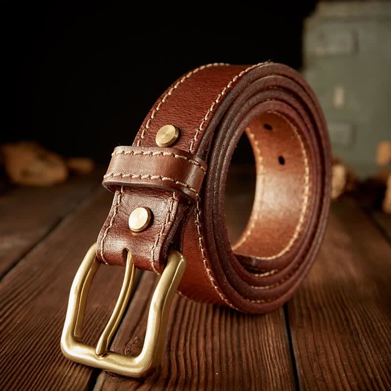 Men's Vintage Single Prong Buckle Leather Belt