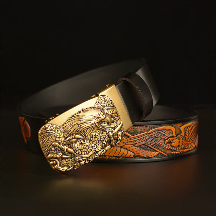 Men's Vintage Eagle Wings Automatic Buckle Leather Belt