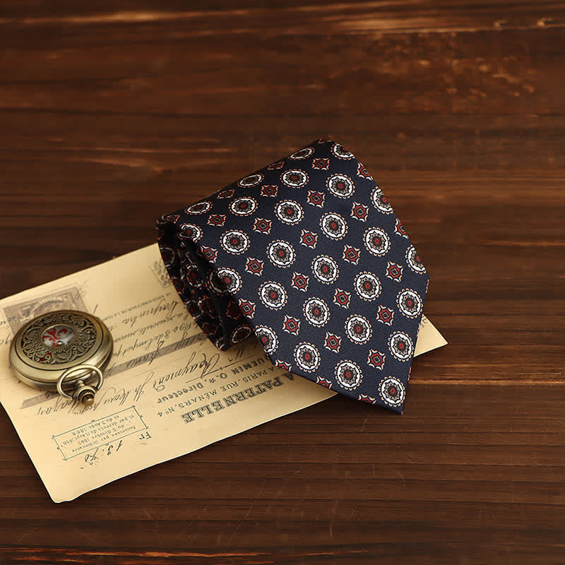 Men's Retro-Pop Geometric Motifs Necktie - Medallion - image 1