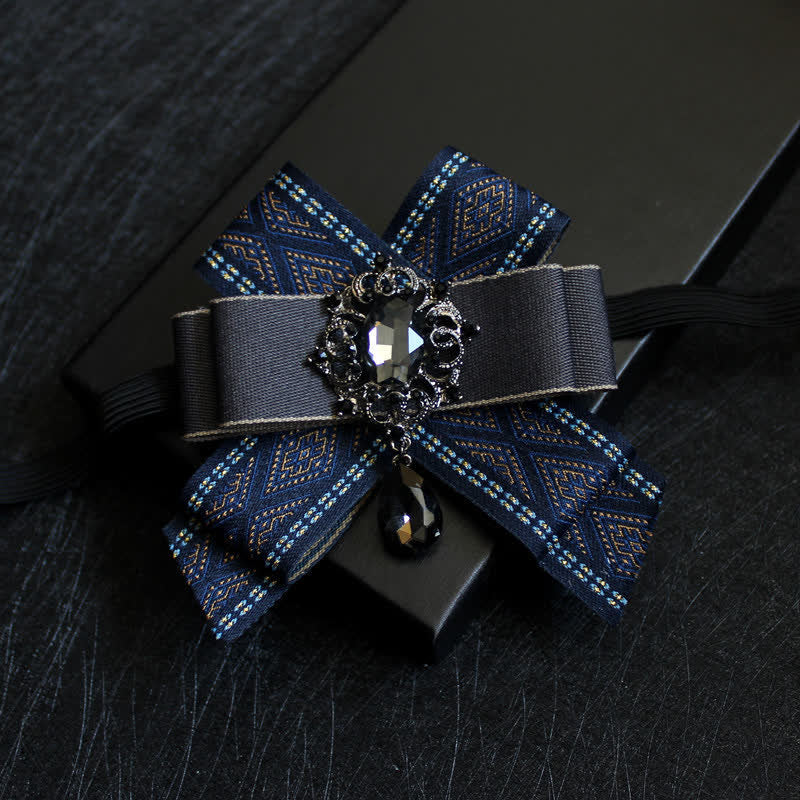 Luxury Blue Rhinestone Waterdrop Bow Tie