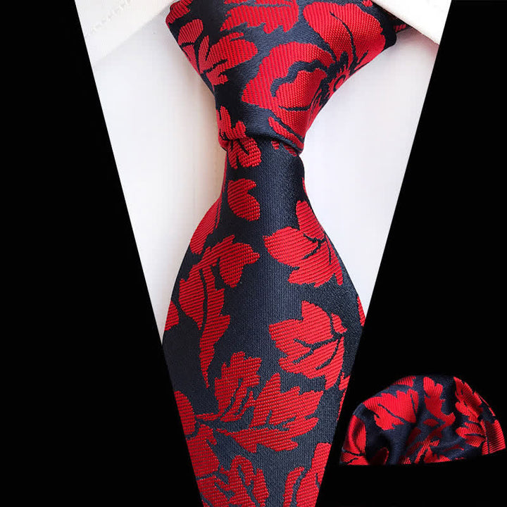 2Pcs Men's Garden Leaves Floral Necktie Set