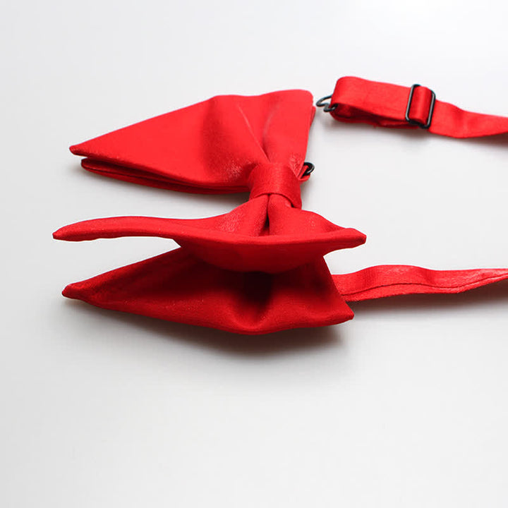 Men's Bright Satin Silk Oversized Pointed Bow Tie