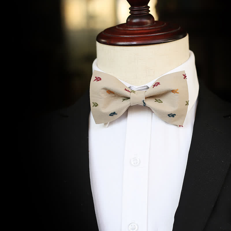 Men's Khaki Embroidery Arrows Bow Tie