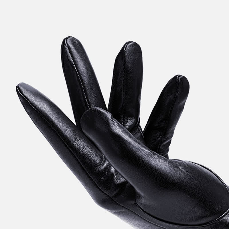 Men's Touch Screen Waterproof PU Leather Gloves