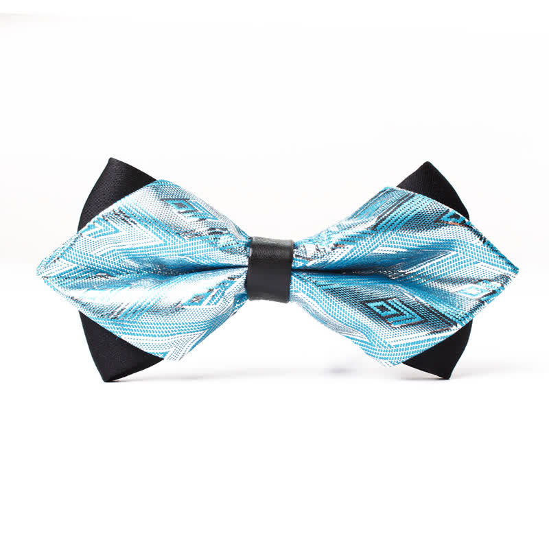 Men's Fancy Modern Diamond Pointy Bow Tie - Blue - image 4
