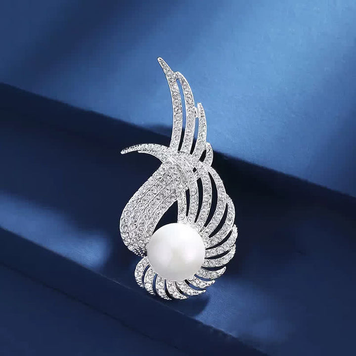 Women's Angel Wing Feather Pearl Brooch