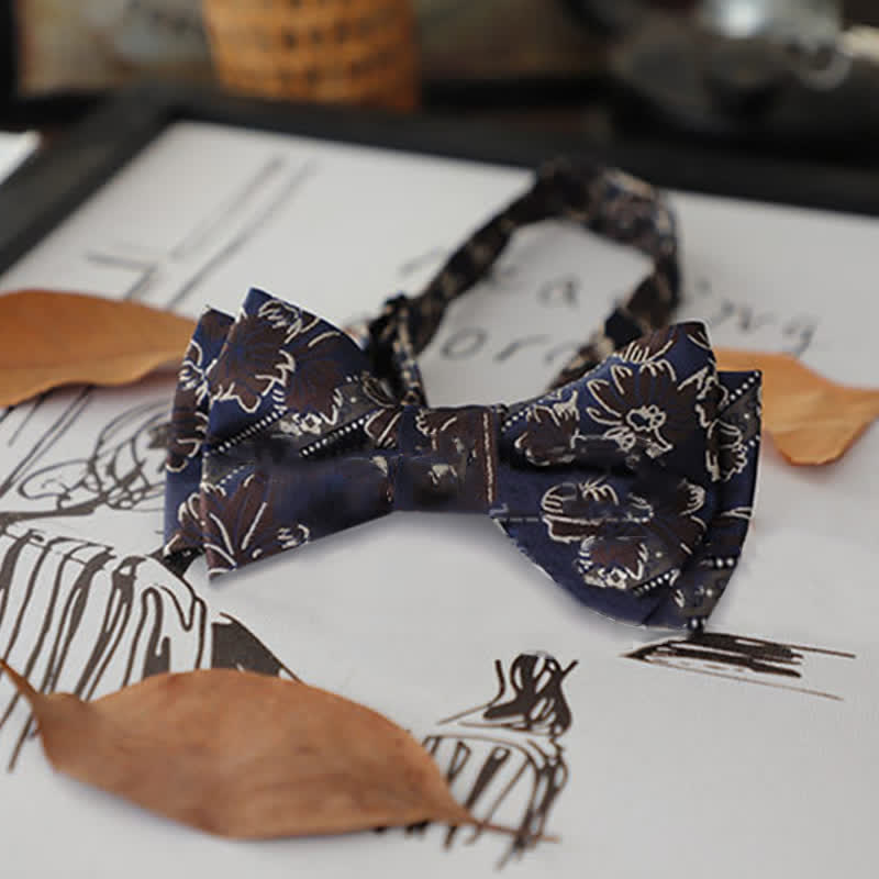 Men's Retro Floral Leaves Bow Tie