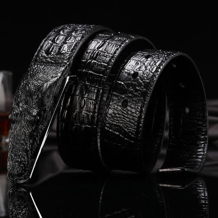 Men's Lifelike Crocodile Head Buckle Leather Belt