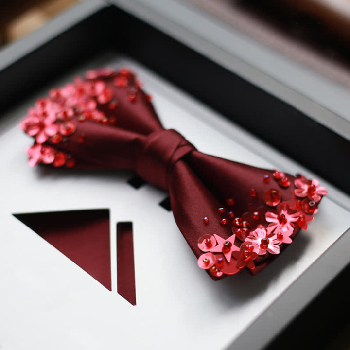 Men's Sequin Flourishing Bow Tie Pocket Square