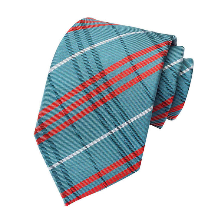 Men's Classic Scottish Plaid Necktie - DarkCyan - image 18