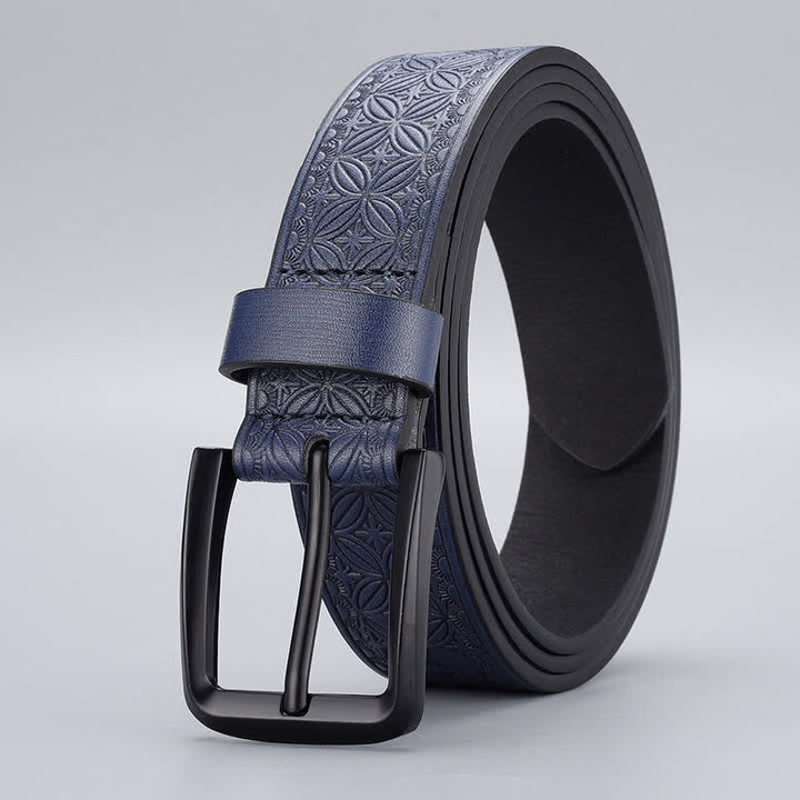 Men's Geometric Coin Embossing Leather Belt - image 0