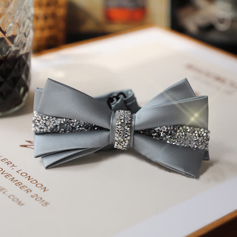 Men's Shining Rhinestone Satin Bow Tie