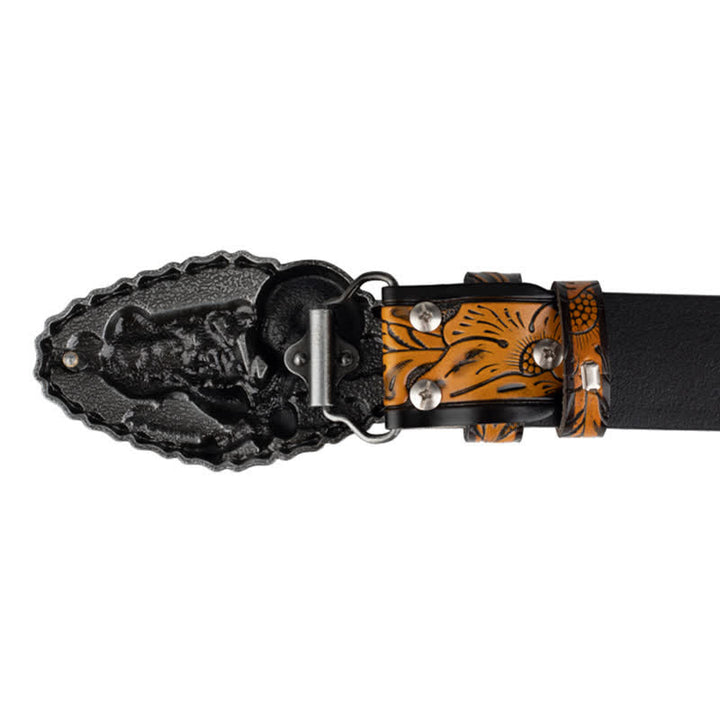 Men's Punk Rock Motorcycle Biker Leather Belt