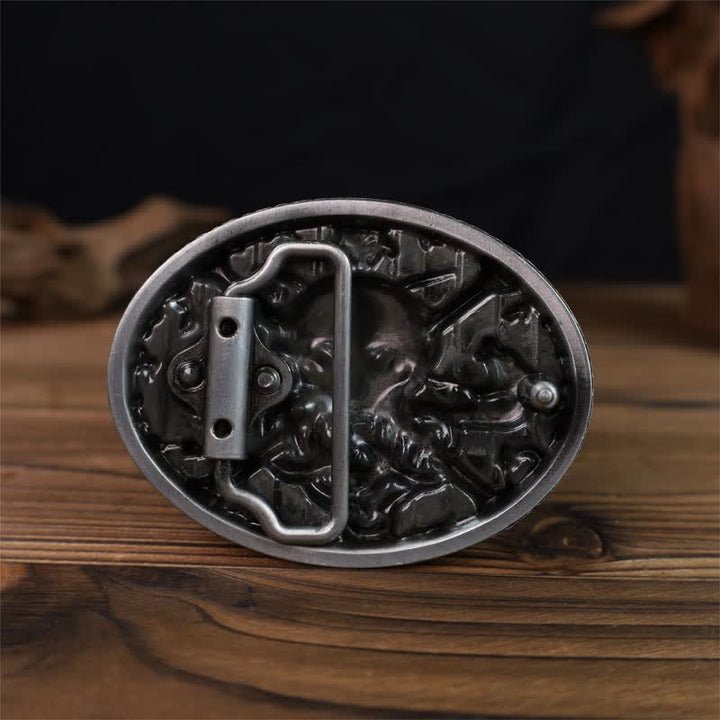 Men's DIY Gothic Cross Skull Snake Buckle Leather Belt