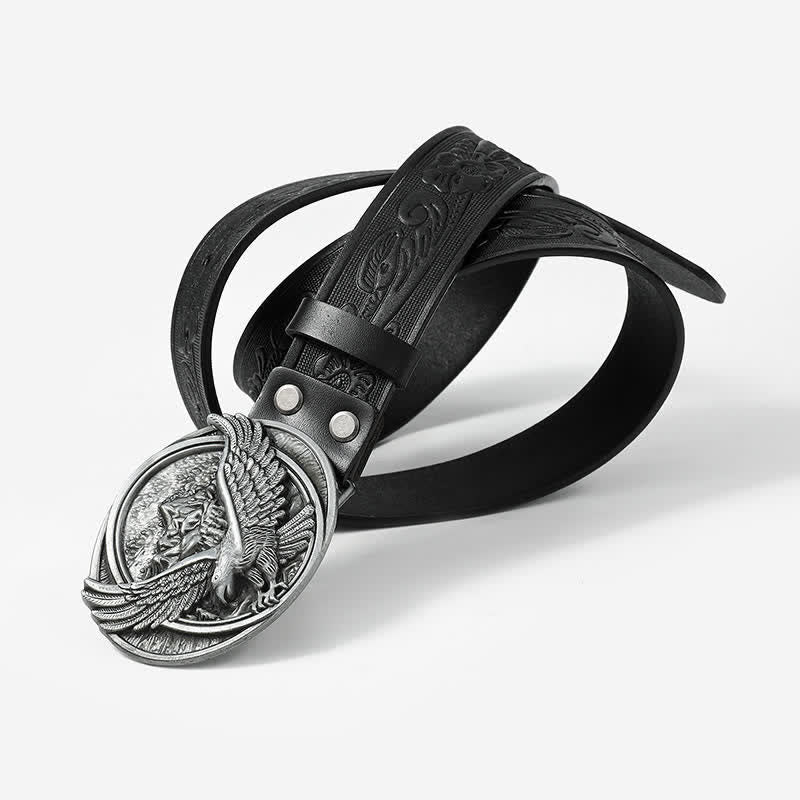 Men's Cool Eagle Wing Embossed Leather Belt