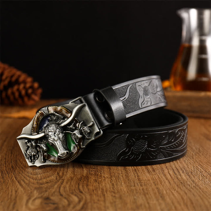 Men's Domineering Bull Head Leather Belt