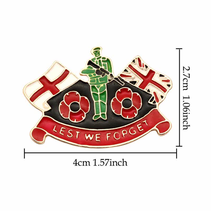 Unisex Lest We Forget Soldier Poppy Brooch