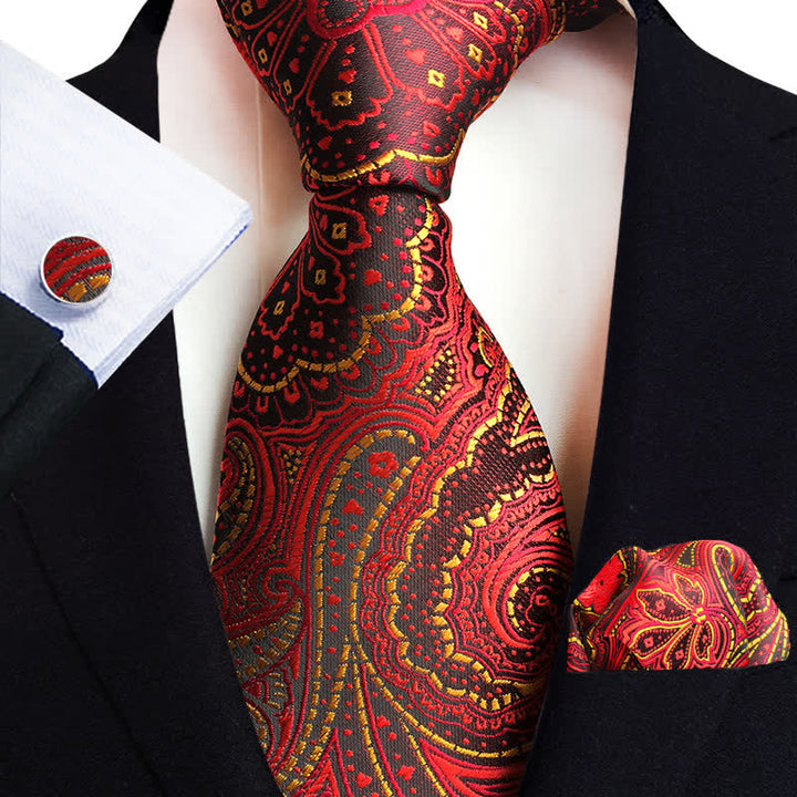 3Pcs Men's Classic Paisley Floral Necktie Set