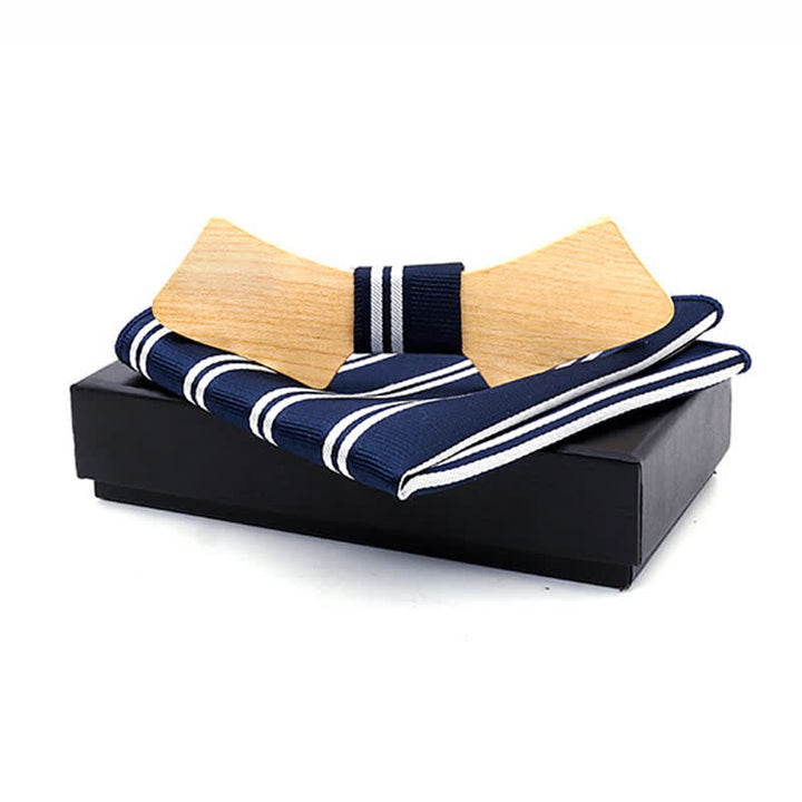 2Pcs Men's Collar-shaped Wooden Bow Tie Set