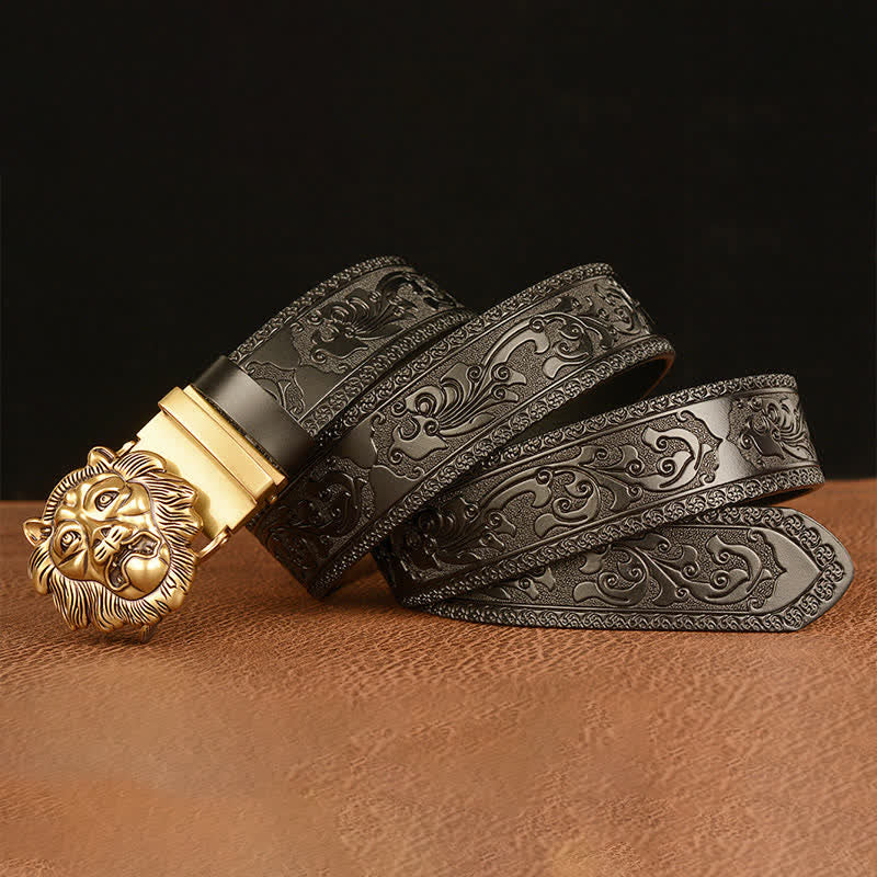 Men's 3D Sculpture Lion Head Leather Belt