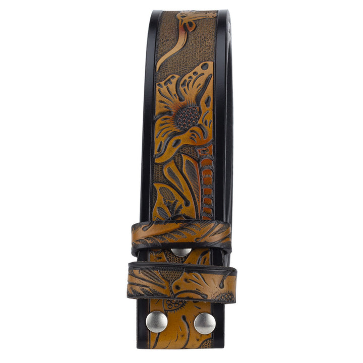 Men's DIY Turquoise Wood Bead Bull Buckle Leather Belt