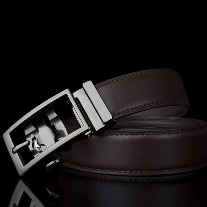 Men's Sophisticated Hollow Automatic Buckle Leather Belt - image 6