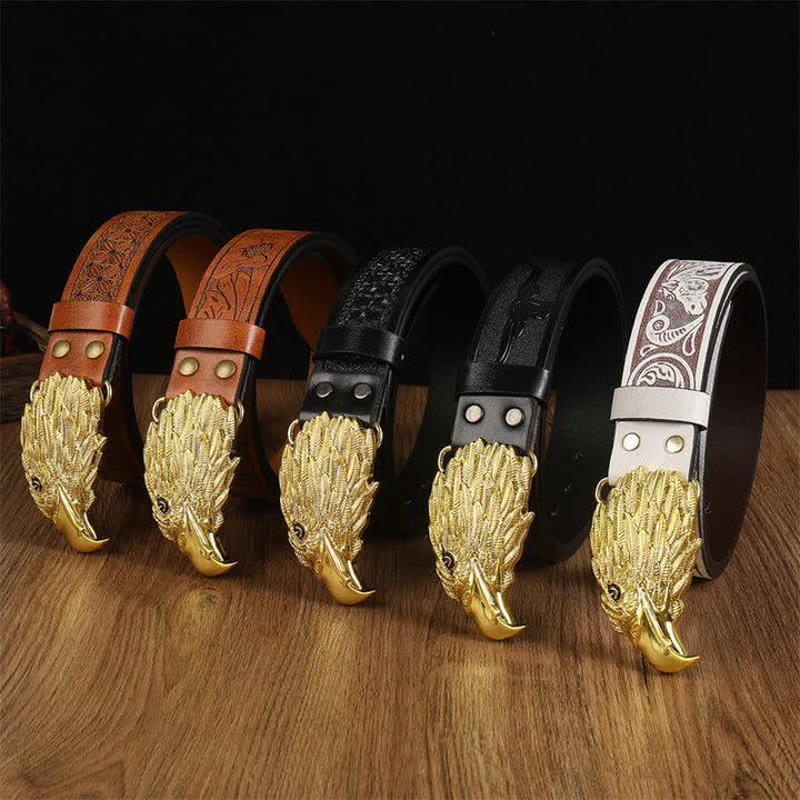 Men's Eagle Head Realistic Vulture Western Leather Belt