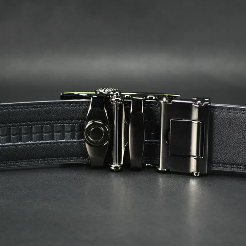 Men's Simple Hollow Automatic Buckle Leather Belt - image 4