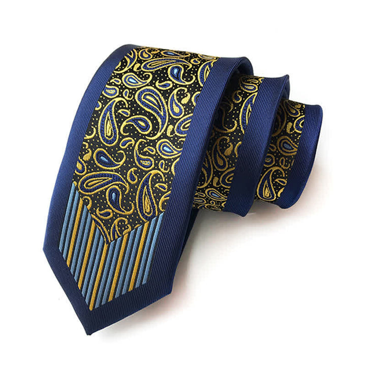 Men's Collision Inspire Paisley Floral Striped Necktie - Navy & Yellow - image 0