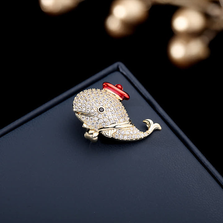 Women's Marine Rhinestone Whale Brooch