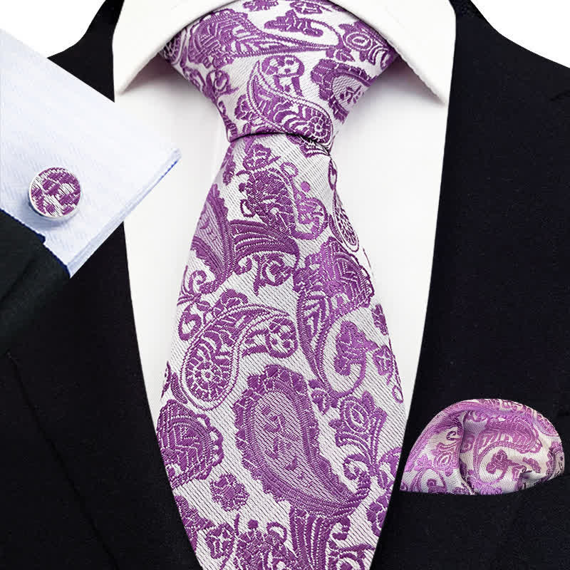 3Pcs Men's Exotic Paisley Necktie Set