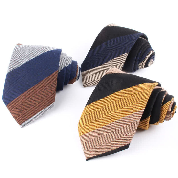 Men's British Soft Wool-like Striped Necktie