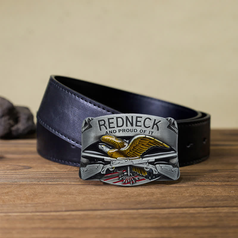 Men's DIY Redneck Enameled Eagle Buckle Leather Belt