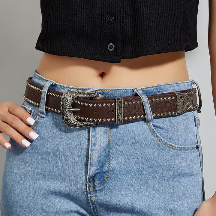 Women's Stunning Rivet Punk Style Leather Belt