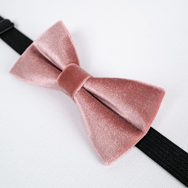 Men's Dusty Pink Solid Color Velvet Bow Tie