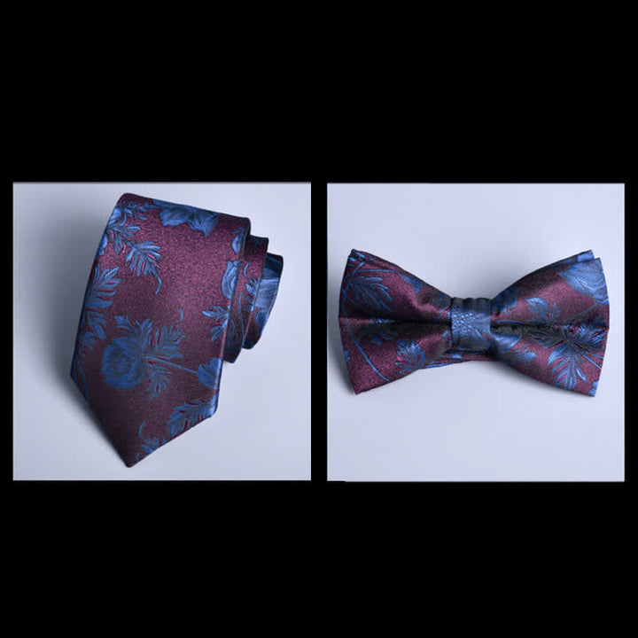 8Pcs Indigo Leaves Flower Vogue Necktie Bow Ties Gift Box