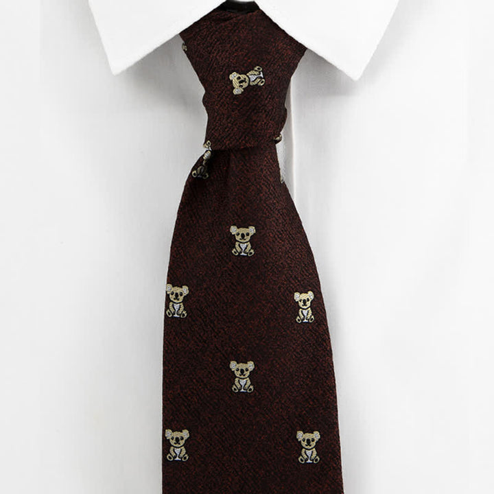 Men's Dark Coffee Lovely Yellow Koala Necktie