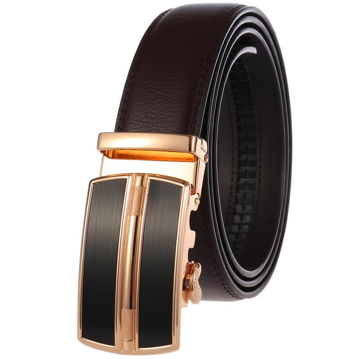 Men's Simple Hollow Automatic Buckle Leather Belt - Brown #4 - 46 - image 11